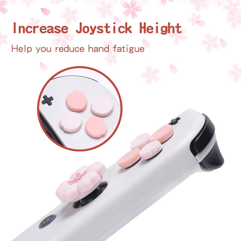 GEEKSHARE Silicone Cross D-Pad Button Caps Set Cute Joystick Cover - ABXY Key Buttons Sticker Compatible with Switch/OLED Joy Con - Sakura - Image 3